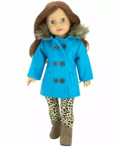 TeamsonUS Sophia's 3 Piece Winter Set Includes Fur Trimmed Pea Coat, Animal Print Leggings And Boots For 18" Dolls, Turquoise/Brown 12 TeamsonUS Sophia's 3 Piece Winter Set Includes Fur Trimmed Pea Coat, Animal Print Leggings And Boots For 18