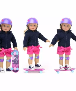 TeamsonUS Sophia's Skateboard, Helmet And Knee Pads Set For 18" Dolls, Multicolor Kids 14 TeamsonUS Sophia's Skateboard, Helmet And Knee Pads Set For 18