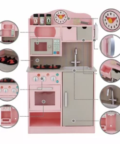 TeamsonUS Teamson Kids - Little Chef Florence Classic Play Kitchen - Pink / Grey