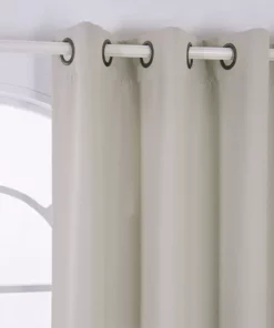 TeamsonUS Teamson Home 84" Tripoli Premium Solid Insulated Thermal Blackout Window Curtain Panels With Grommets, Oyster 9 TeamsonUS Teamson Home 84