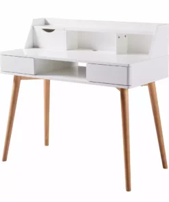 TeamsonUS Teamson Home Creativo Wooden Writing Desk With Storage, White/Natural