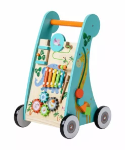 TeamsonUS Teamson Kids Preschool Play Lab Wooden Baby Walker And Activity Station, Natural/Blue