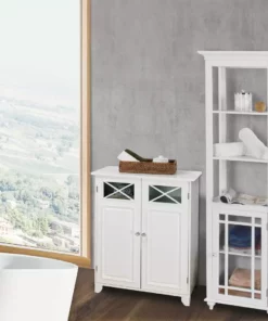 TeamsonUS Teamson Home Dawson Free Standing Floor Storage Cabinet With Adjustable Shelves