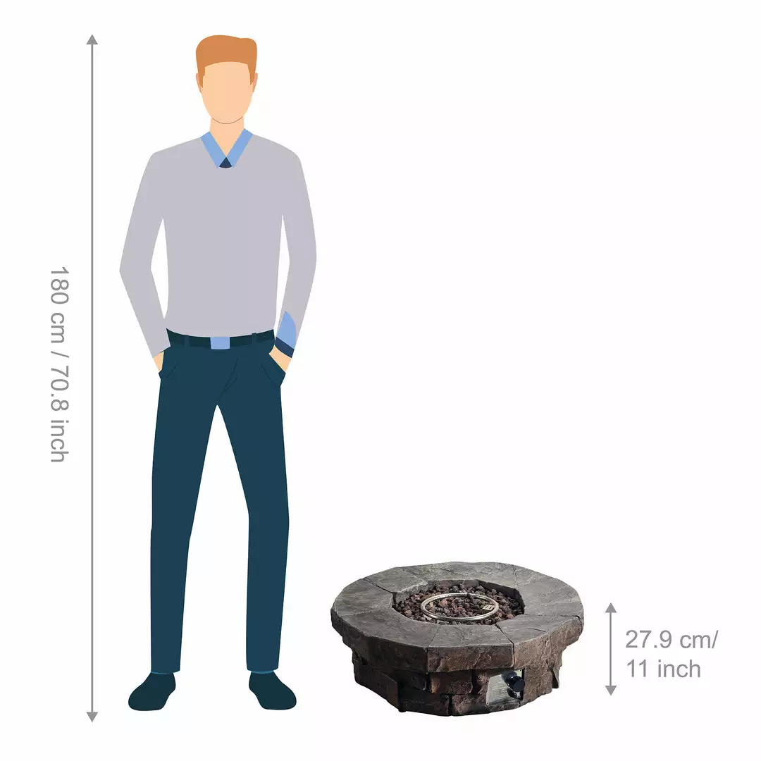 TeamsonUS Teamson Home Outdoor Circular Stone-Look Propane Gas Fire Pit, Slate Gray 6 TeamsonUS Teamson Home Outdoor Circular Stone-Look Propane Gas Fire Pit, Slate Gray