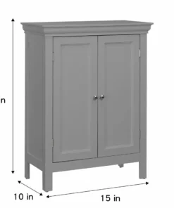 TeamsonUS Teamson Home Stratford Contemporary Wooden Floor Storage Cabinet With Two Doors, Gray 11 TeamsonUS Teamson Home Stratford Contemporary Wooden Floor Storage Cabinet With Two Doors, Gray