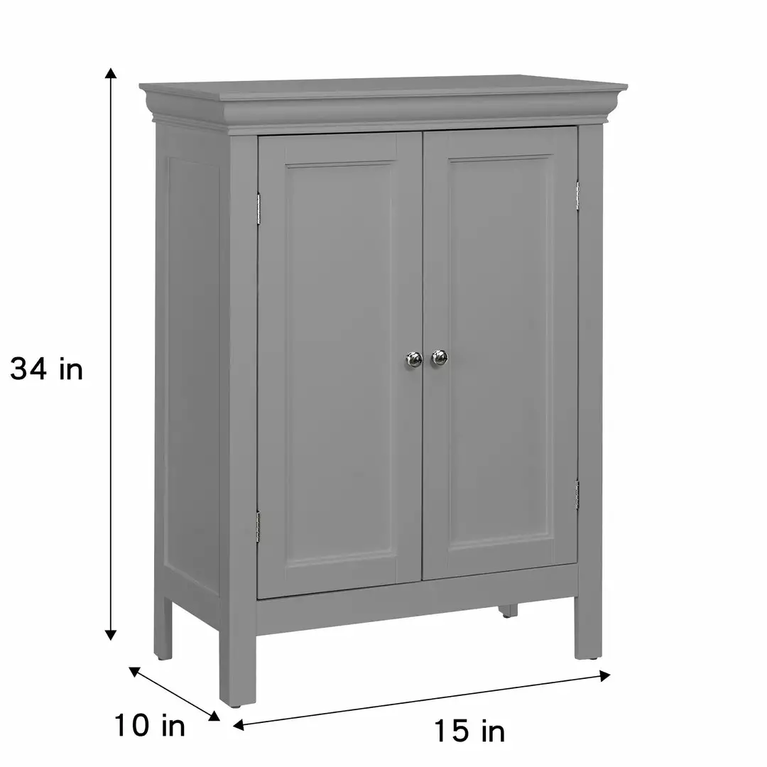 TeamsonUS Teamson Home Stratford Contemporary Wooden Floor Storage Cabinet With Two Doors, Gray 6 TeamsonUS Teamson Home Stratford Contemporary Wooden Floor Storage Cabinet With Two Doors, Gray