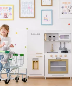 TeamsonUS Teamson Kids Little Chef Mayfair Classic Kids Kitchen Playset With 11 Accessories, White/Gold