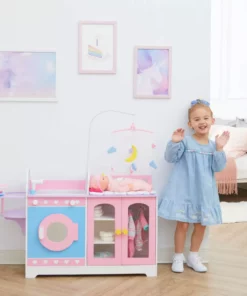 TeamsonUS Olivia's Little World Wooden 6-in-1 Baby Doll Changing Station, Pink/Purple New