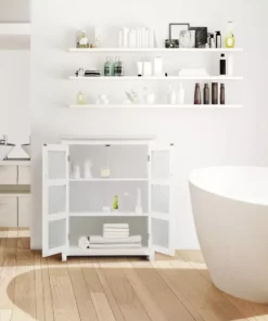 TeamsonUS Teamson Home Connor 2 Door Floor Cabinet With Adjustable Shelf, White 10 TeamsonUS Teamson Home Connor 2 Door Floor Cabinet With Adjustable Shelf, White