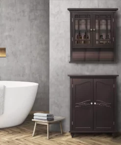 TeamsonUS Teamson Home Neal Wooden 2 Door Wall Cabinet, Dark Espresso