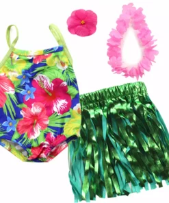 TeamsonUS Kids Sophia's 4 Piece Hawaiian Floral Bathing Suit Set For 18'' Dolls