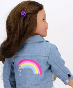 TeamsonUS Sophia's Jean Jacket With Rainbow Graphic For 18