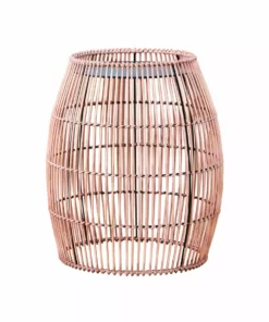 TeamsonUS Teamson Home Large Round Outdoor Patio Bamboo Side Table With Iron Top, Brown