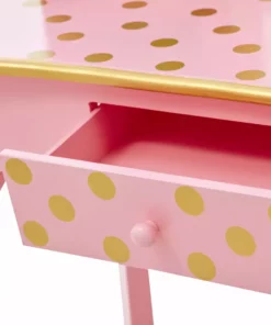 TeamsonUS Fantasy Fields - Fashion Polka Dot Prints Gisele Play Vanity Set - Pink / Gold Kids