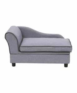 TeamsonUS Teamson Pets Chaise Lounge Dog Bed With Storage For Small And Medium Dogs, Gray