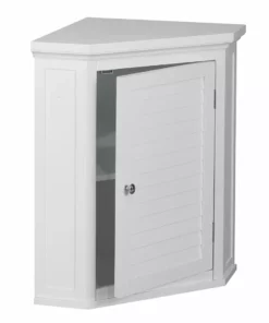 TeamsonUS Teamson Home Glancy Wooden Corner Wall Cabinet With Shutter Door, White 17 TeamsonUS Teamson Home Glancy Wooden Corner Wall Cabinet With Shutter Door, White