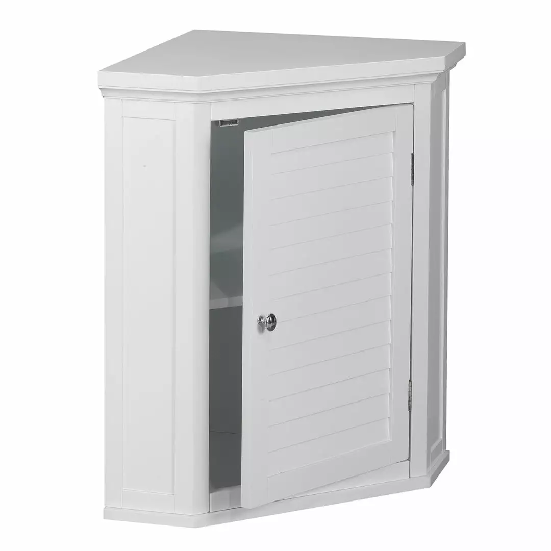 TeamsonUS Teamson Home Glancy Wooden Corner Wall Cabinet With Shutter Door, White 9 TeamsonUS Teamson Home Glancy Wooden Corner Wall Cabinet With Shutter Door, White
