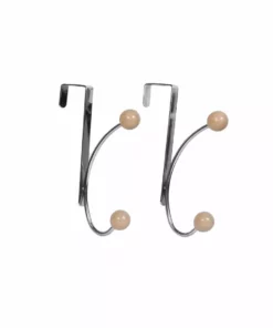 TeamsonUS Home Single Hook Over The Door Hanger Pack Of 2 With Mocha Porcelain Ball Chrome Finish