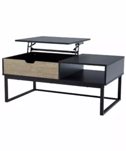 TeamsonUS Teamson Home Bryson Two-Tone Lift Top Coffee Table Desk With Storage, Black