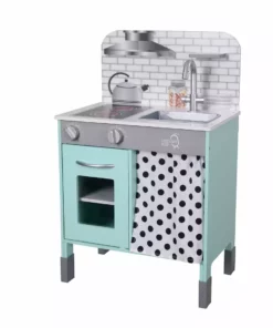 TeamsonUS Teamson Kids Little Chef Philly Modern Wooden Kitchen Playset, Mint/White