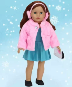 TeamsonUS Kids Sophia's Pink Fur Coat And Earmuff Headband Set For 18