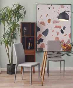 TeamsonUS Teamson Home Fabric Dining Chair With Metal Legs, Set Of 2, Light Gray