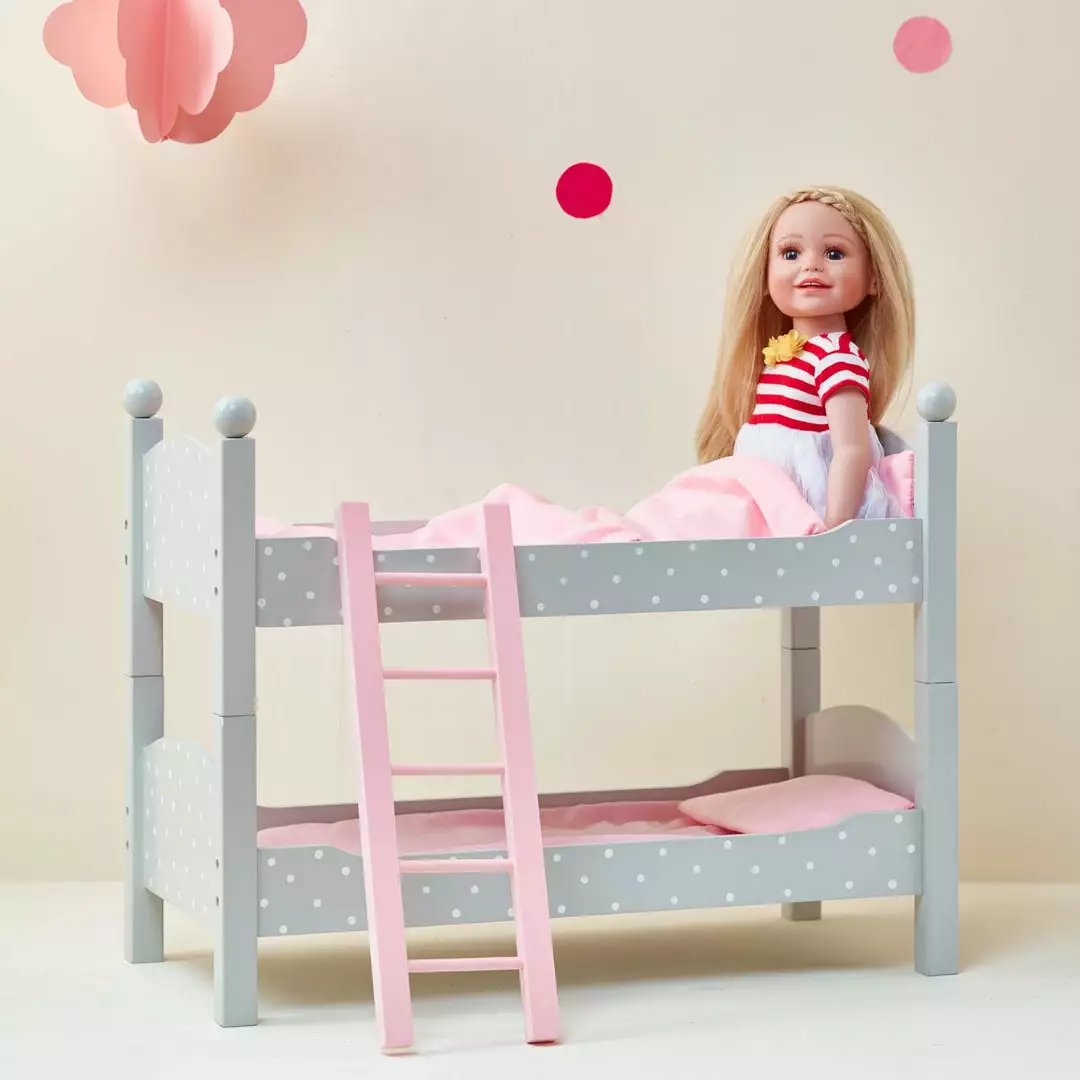 TeamsonUS Kids Olivia's Little World Polka Dots Princess Double Bunk Bed For 18" Dolls, Gray 6 TeamsonUS Kids Olivia's Little World Polka Dots Princess Double Bunk Bed For 18" Dolls, Gray