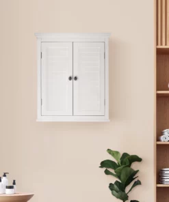 TeamsonUS Teamson Home Glancy Wooden Wall Cabinet With Shutter Doors, White