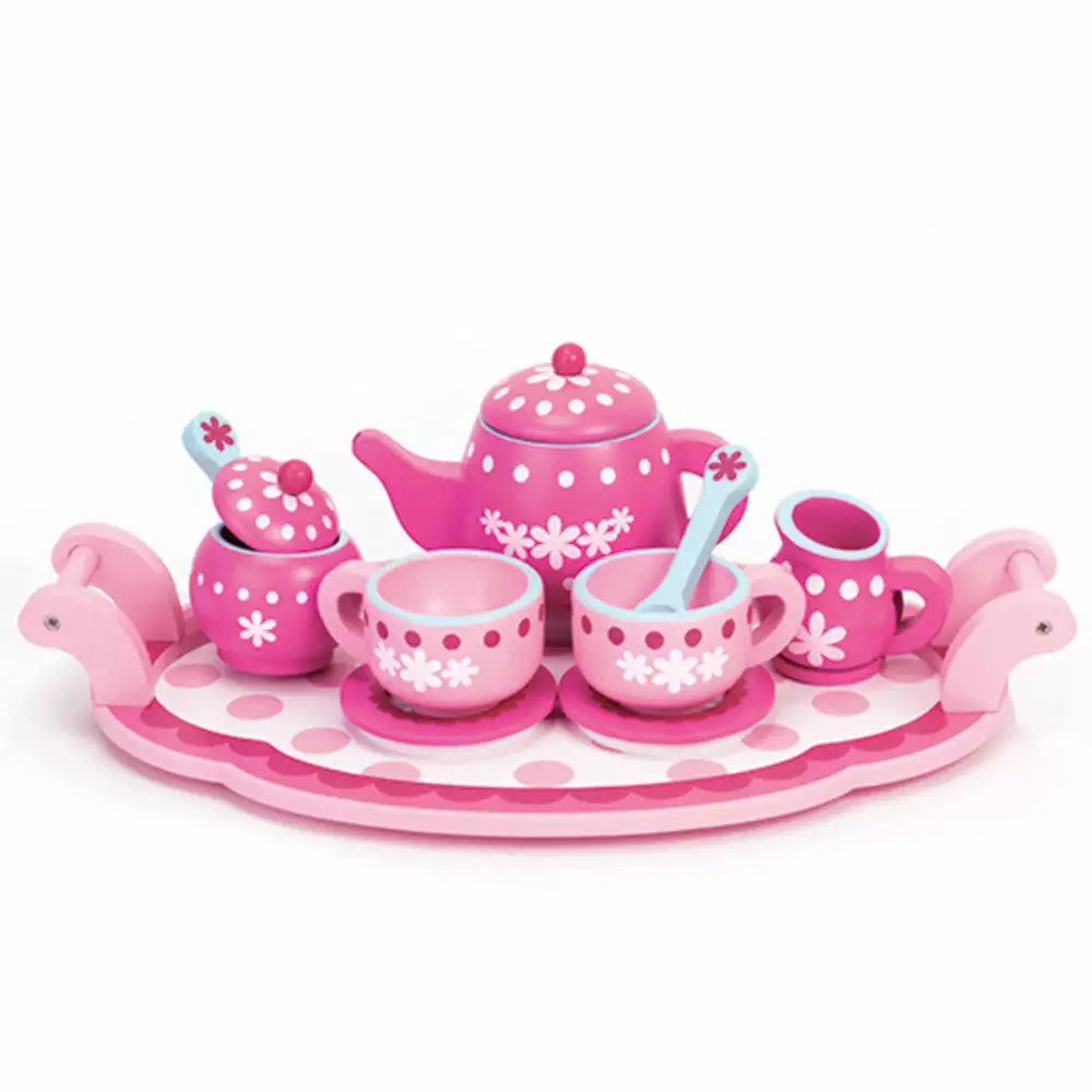 TeamsonUS Sophia's 10 Piece Wooden Tea Party Set, Pink 5 TeamsonUS Sophia's 10 Piece Wooden Tea Party Set, Pink