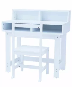 TeamsonUS New Fantasy Fields Wooden Play Writing Desk With Storage And Chair Set, White