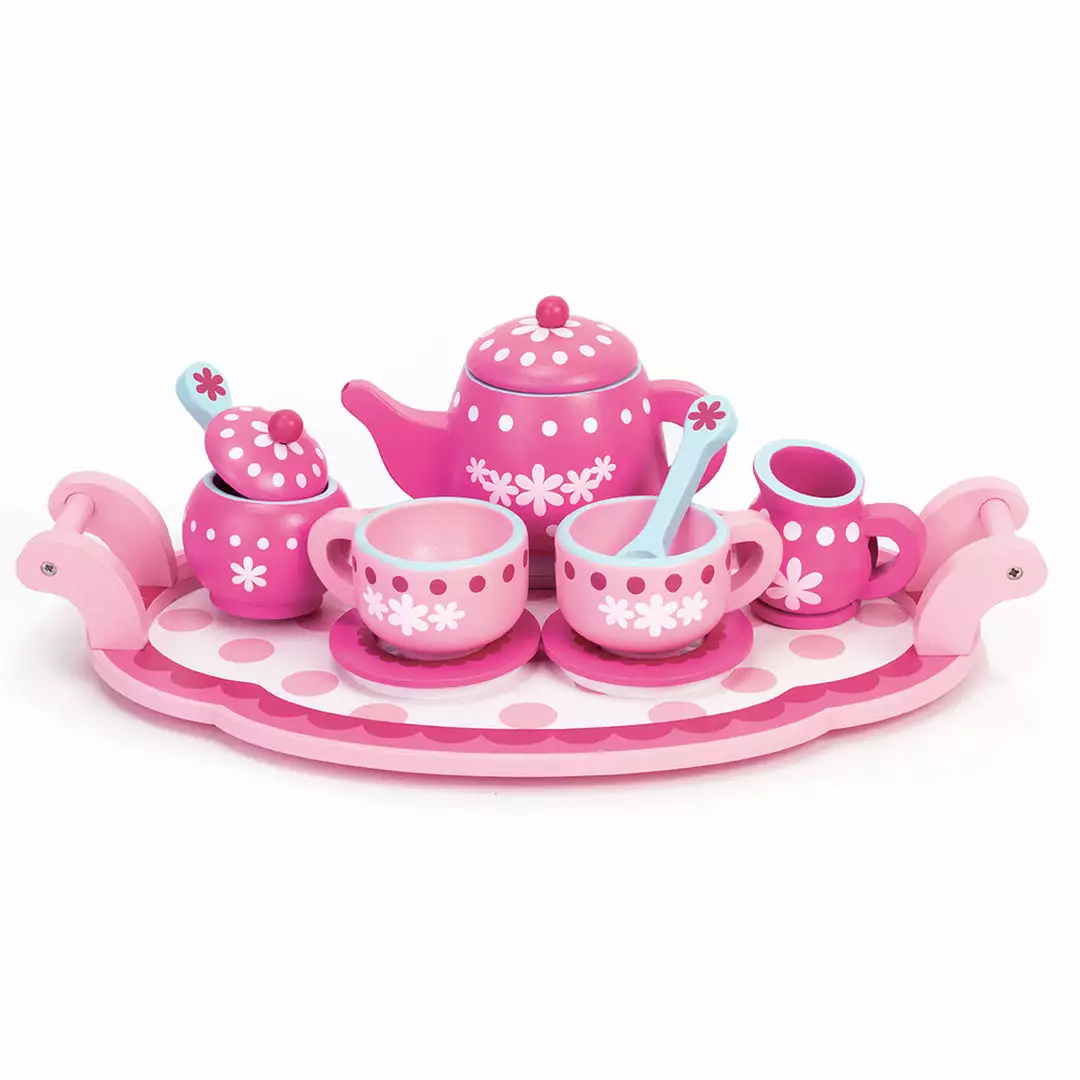 TeamsonUS Sophia's 10 Piece Wooden Tea Party Set, Pink 3 TeamsonUS Sophia's 10 Piece Wooden Tea Party Set, Pink