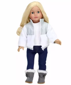TeamsonUS Kids Sophia's Nylon/Fleece Jacket And Boots For 18" Dolls, White/Gray 9 TeamsonUS Kids Sophia's Nylon/Fleece Jacket And Boots For 18
