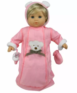 TeamsonUS Sophia's Polar Bear Bunting Snowsuit With Attached Mittens And Hood For 15' Dolls, Pink Kids