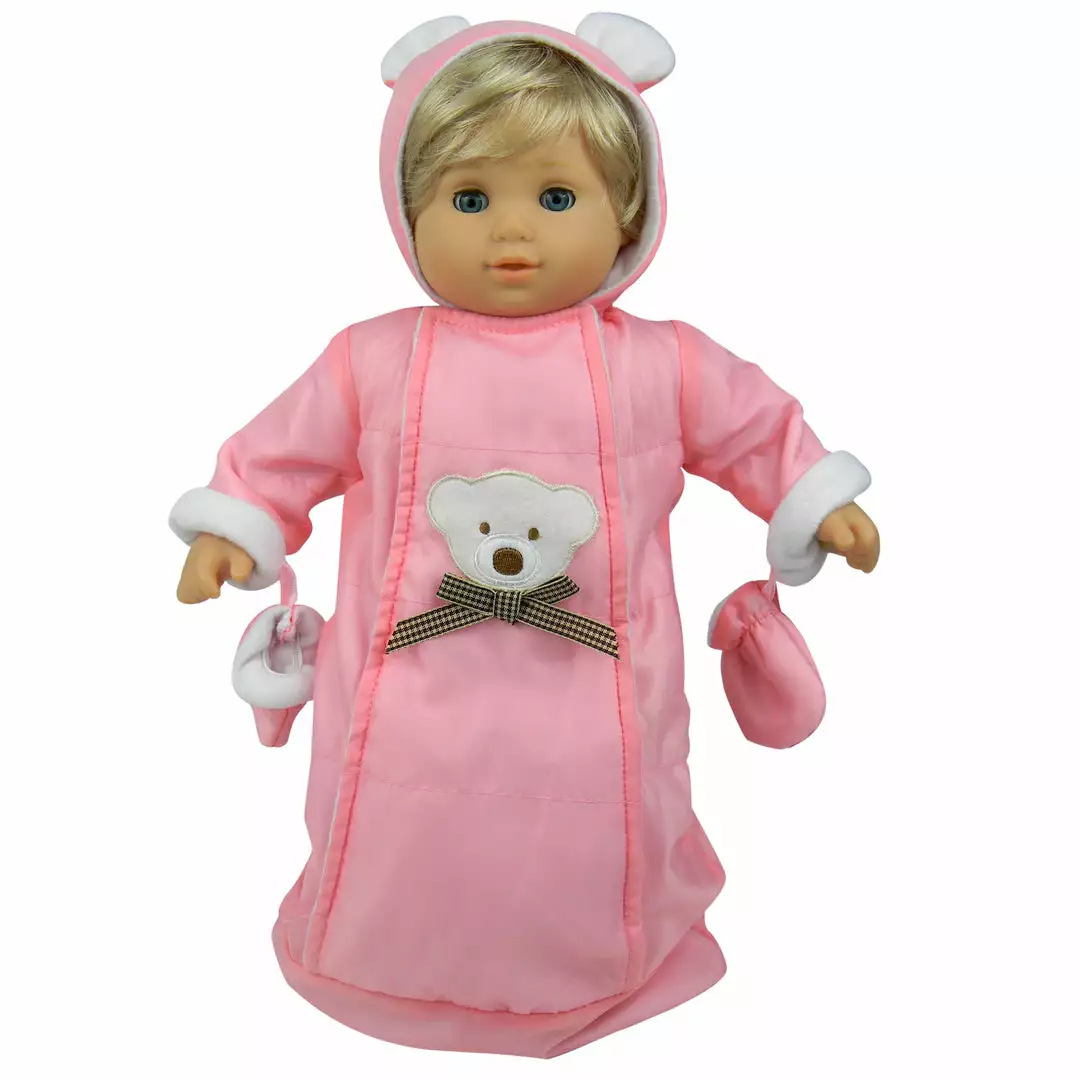 TeamsonUS Sophia's Polar Bear Bunting Snowsuit With Attached Mittens And Hood For 15' Dolls, Pink Kids 3 TeamsonUS Sophia's Polar Bear Bunting Snowsuit With Attached Mittens And Hood For 15' Dolls, Pink Kids