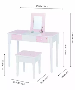 TeamsonUS Fantasy Fields Kids Kate Twinkle Star Vanity Set With Foldable Mirror And Chair, Pink/White 11 TeamsonUS Fantasy Fields Kids Kate Twinkle Star Vanity Set With Foldable Mirror And Chair, Pink/White