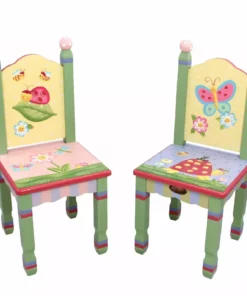 TeamsonUS Fantasy Fields Kids Painted Wooden Magic Garden Table With 2 Chairs, Multicolor