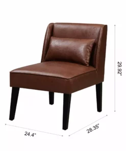 TeamsonUS Teamson Home Marc Faux Leather Lounge Chair With Pillow And Solid Wood Legs, Brown