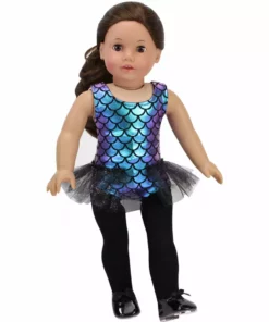 TeamsonUS Kids Sophia's Jazz Leotard Costume And Tap Shoes For 18'' Dolls, Black