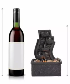 TeamsonUS Teamson Home Indoor/Outdoor Tabletop Waterfall Fountain With LED Light, Charcoal