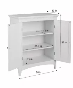 TeamsonUS Teamson Home Glancy Wooden Floor Cabinet With Shutter Doors, White