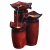 TeamsonUS Teamson Home Outdoor 3-Tier Glazed Pot Floor Fountain With LED Lights, Red
