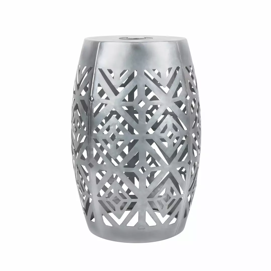 TeamsonUS Teamson Home Decorative Outdoor Side Table Planter Stand With Solar Powered LED Light, Silver New 8 TeamsonUS Teamson Home Decorative Outdoor Side Table Planter Stand With Solar Powered LED Light, Silver New