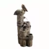 TeamsonUS Teamson Home Outdoor Tiered Pelican And Wooden Post Waterfall Fountain, Brown