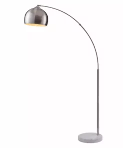 TeamsonUS Teamson Home Arquer Arc 68" Metal Floor Lamp With Bell Shade, Polished Nickel