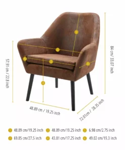 TeamsonUS Teamson Home Divano Armchair With Aged Fabric And Solid Wood Legs, Brown 11 TeamsonUS Teamson Home Divano Armchair With Aged Fabric And Solid Wood Legs, Brown