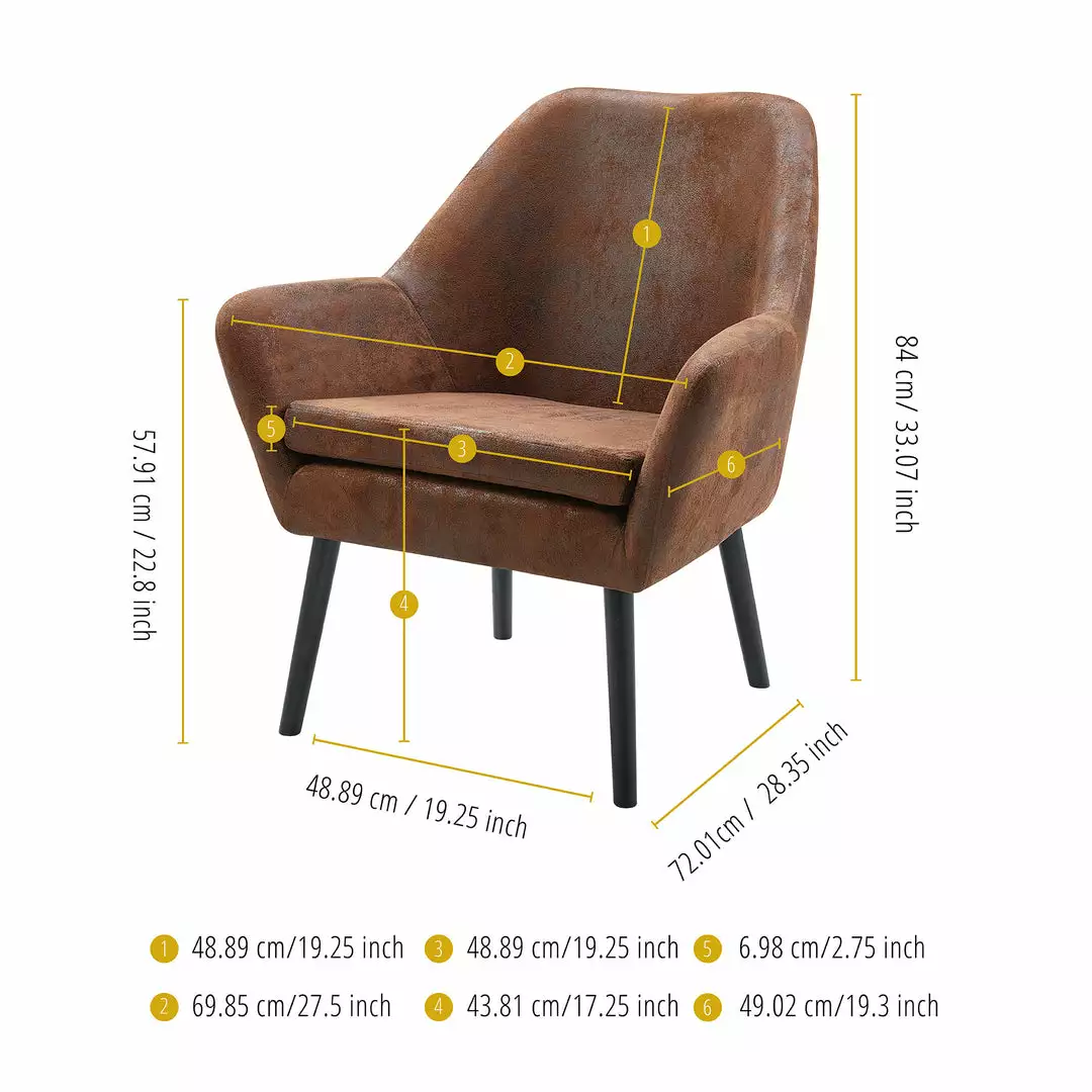 TeamsonUS Teamson Home Divano Armchair With Aged Fabric And Solid Wood Legs, Brown 6 TeamsonUS Teamson Home Divano Armchair With Aged Fabric And Solid Wood Legs, Brown