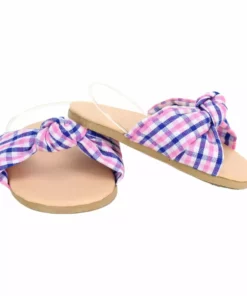 TeamsonUS Kids Sophia's Plaid Fabric Knot Sandal For 18" Dolls, Pink/Blue 8 TeamsonUS Kids Sophia's Plaid Fabric Knot Sandal For 18