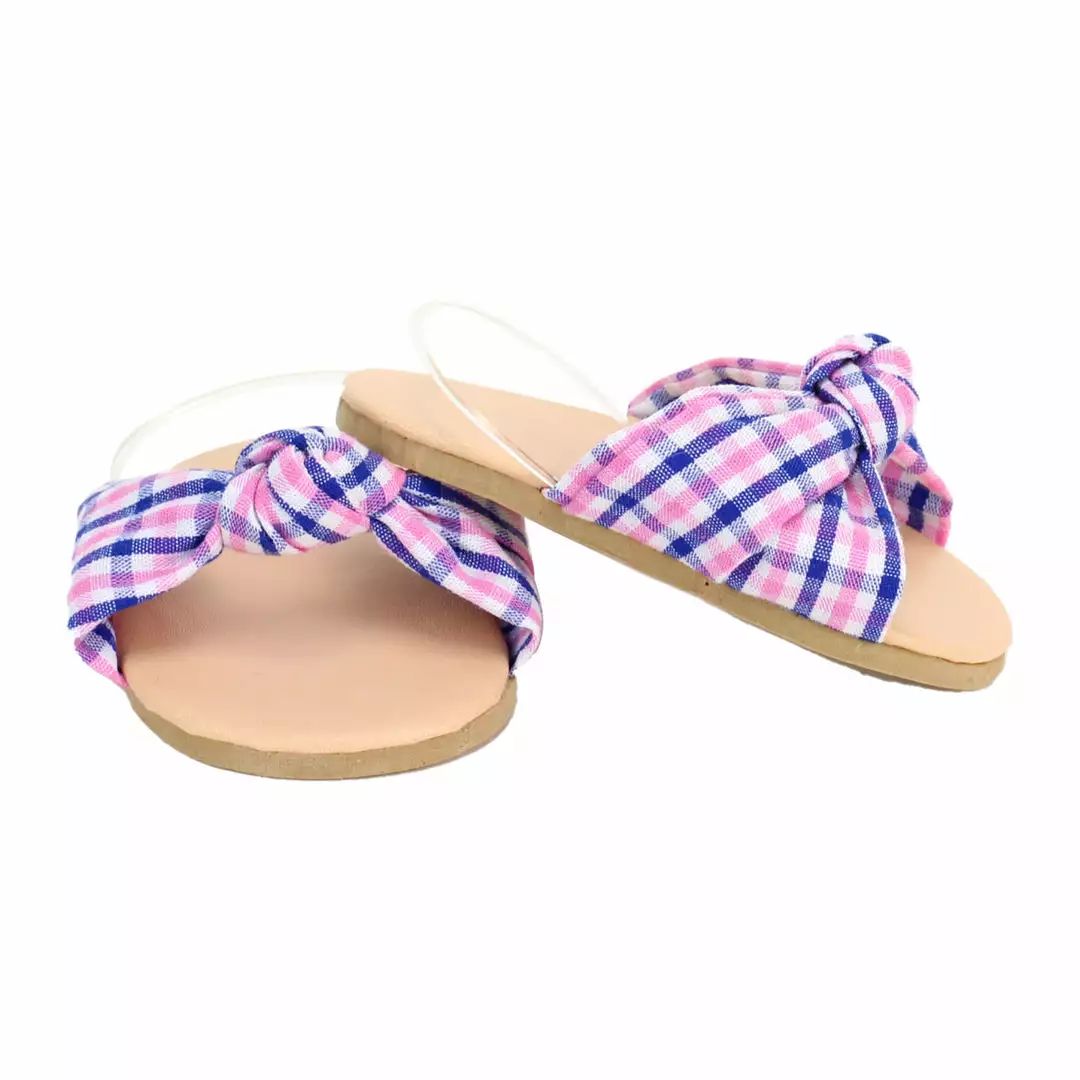 TeamsonUS Kids Sophia's Plaid Fabric Knot Sandal For 18" Dolls, Pink/Blue 5 TeamsonUS Kids Sophia's Plaid Fabric Knot Sandal For 18" Dolls, Pink/Blue