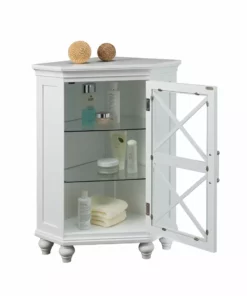TeamsonUS Teamson Home Blue Ridge Corner Wooden Floor Cabinet With Adjustable Shelves, White 13 TeamsonUS Teamson Home Blue Ridge Corner Wooden Floor Cabinet With Adjustable Shelves, White