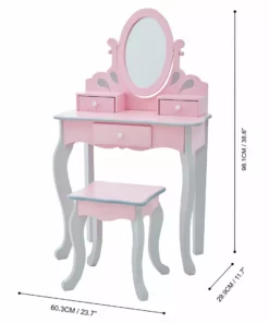 TeamsonUS Teamson Kids Little Princess Rapunzel Vanity Playset, Pink / Gray New